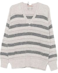 Twinset - Striped V-Neck Jumper - Lyst