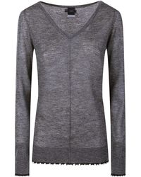 Pinko - V-Neck Frayededge Sweater - Lyst