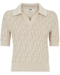 Fendi - Logo Detailed Knitted Polo Top - Lyst