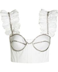 Area - Embellished Sleeveless Cropped Top - Lyst