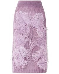 The Attico - Feather-Trimmed Crochet-Knit Midi Skirt - Lyst