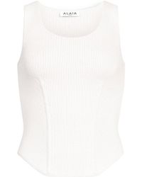 Alaïa - Alaïa Crewneck Sleeveless T-Shirt - Lyst