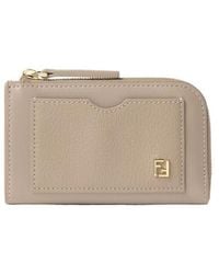 Fendi - Vitello Grace Zip Card Holder Wallet - Lyst