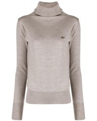 Vivienne Westwood - Orb-Embroidered Roll Neck Knitted Jumper - Lyst