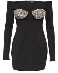 Area - Crystal-Embellished Off-Shoulder Minidress - Lyst