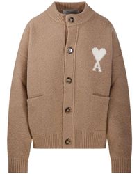 Ami Paris - Logo Detailed Knitted Cardigan - Lyst