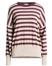 Brunello Cucinelli - Striped Metallic Cashmere Knit Sweater - Lyst