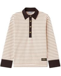 Ganni - Striped Long-Sleeve Polo Shirt - Lyst