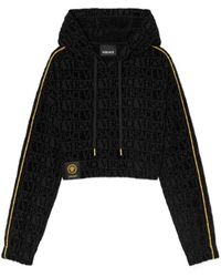 Versace - Drawstring Cropped Hoodie - Lyst