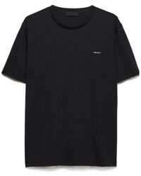 Prada - Logo-Embroidered Short-Sleeve T-Shirt - Lyst