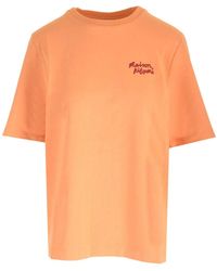 Maison Kitsuné - Maison Kitsuné Logo Embroidered Crewneck T-Shirt - Lyst