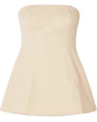 STAUD - Silvia Strapless Twill Peplum Top - Lyst