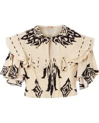 Johanna Ortiz - Cropped Ruffled Printed Silk-Chiffon Top - Lyst