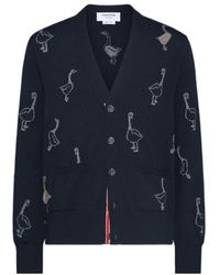 Thom Browne - Long-Sleeved V-Neck Cardigan - Lyst