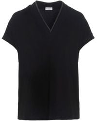 Brunello Cucinelli - Embellished V-Neck T-Shirt - Lyst