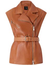 Pinko - Belted Biker-Style Leather Vest - Lyst