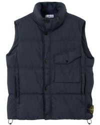 Stone Island - Logo Patch High Neck Sleeveless Vest - Lyst