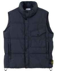 Stone Island - Logo Patch High Neck Sleeveless Vest - Lyst