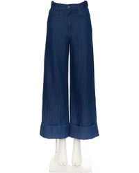 Valentino - Lightweight Logo Patch Wide Leg Jeans - Lyst