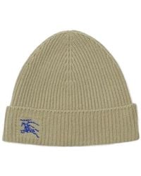 Burberry - Logo Embroidered Ribbed-Knit Beanie - Lyst
