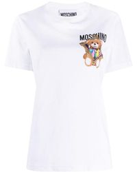 Moschino - Floral-Print Teddy Bear Embroidered T-Shirt - Lyst