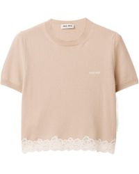 Miu Miu - Cashmere And Lace Jersey - Lyst