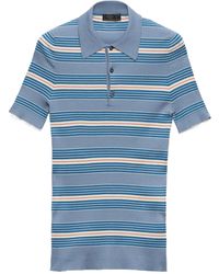 Prada - Striped Cotton Polo Shirt - Lyst