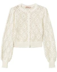 Twinset - Pearl-Embellished Knitted Cardigan - Lyst