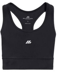 Balenciaga - Reflective Logo Print Round-Neck Sport Bra - Lyst