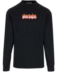 Palm Angels - Burning Logo-Print Long-Sleeve T-Shirt - Lyst