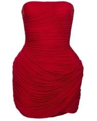 Magda Butrym - Strapless Ruched Floral Mini Dress - Lyst