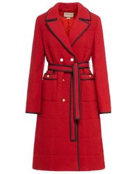 Gucci - Double Breasted Belted Waist Coat - Lyst