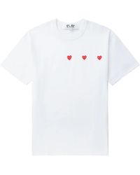 COMME DES GARÇONS PLAY - Triple-Heart Cotton T-Shirt - Lyst