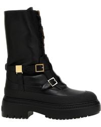 Fendi - Delfina Lace-Up Biker Boots - Lyst