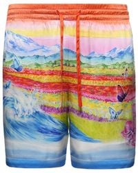 CASABLANCA - Landscape-Wave Print Drawstring Shorts - Lyst