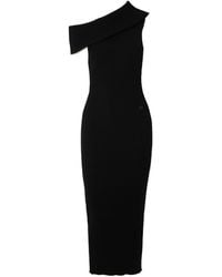 Courreges - Twist Off-The-Shoulder Embroidered Ribbed-Knit Maxi Dress - Lyst