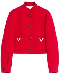 Valentino - Drill Double Logo Plaque Button-Up Jacket - Lyst