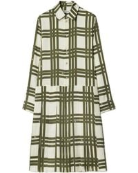 Burberry - Ribbon-Check Pleated Midi Dress - Lyst
