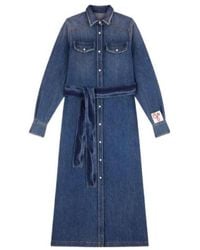 Golden Goose - Belted Long-Sleeved Denim Dress - Lyst