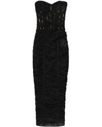 Dolce & Gabbana - Tulle Calf-Length Corset Dress With Draping - Lyst
