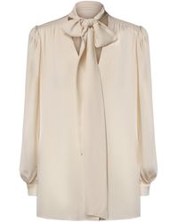 Valentino - Bow-Neck Long-Sleeve Top - Lyst