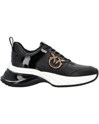 Pinko - Logo Plaque Round Toe Sneakers - Lyst