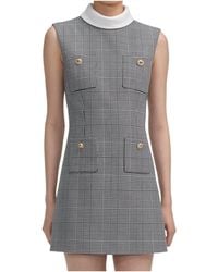 Self-Portrait - Sleeveless Prince Of Wales Check Mini Dress - Lyst