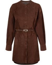 Tom Ford - Belted Suede Mini Shirt Dress - Lyst