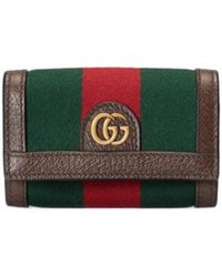 Gucci - Double G Web Striped Key Bag - Lyst