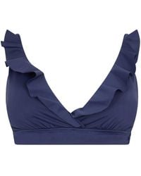 Ralph Lauren - V-Neck Ruffled Short Top - Lyst