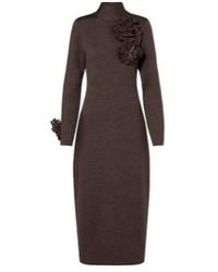 Oscar de la Renta - Floral-Appliqué Wool-Blend Midi Dress - Lyst