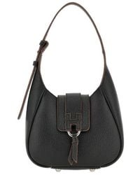 Hogan - Mini Logo-Plaque Pebbled Shoulder Bag - Lyst