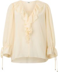 Chloé - Chloé Ruffled Silk V-Neck Blouse - Lyst