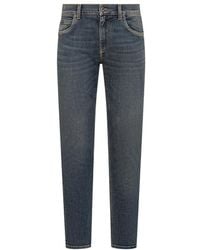 Dolce & Gabbana - Logo Plaque Straight-Leg Jeans - Lyst